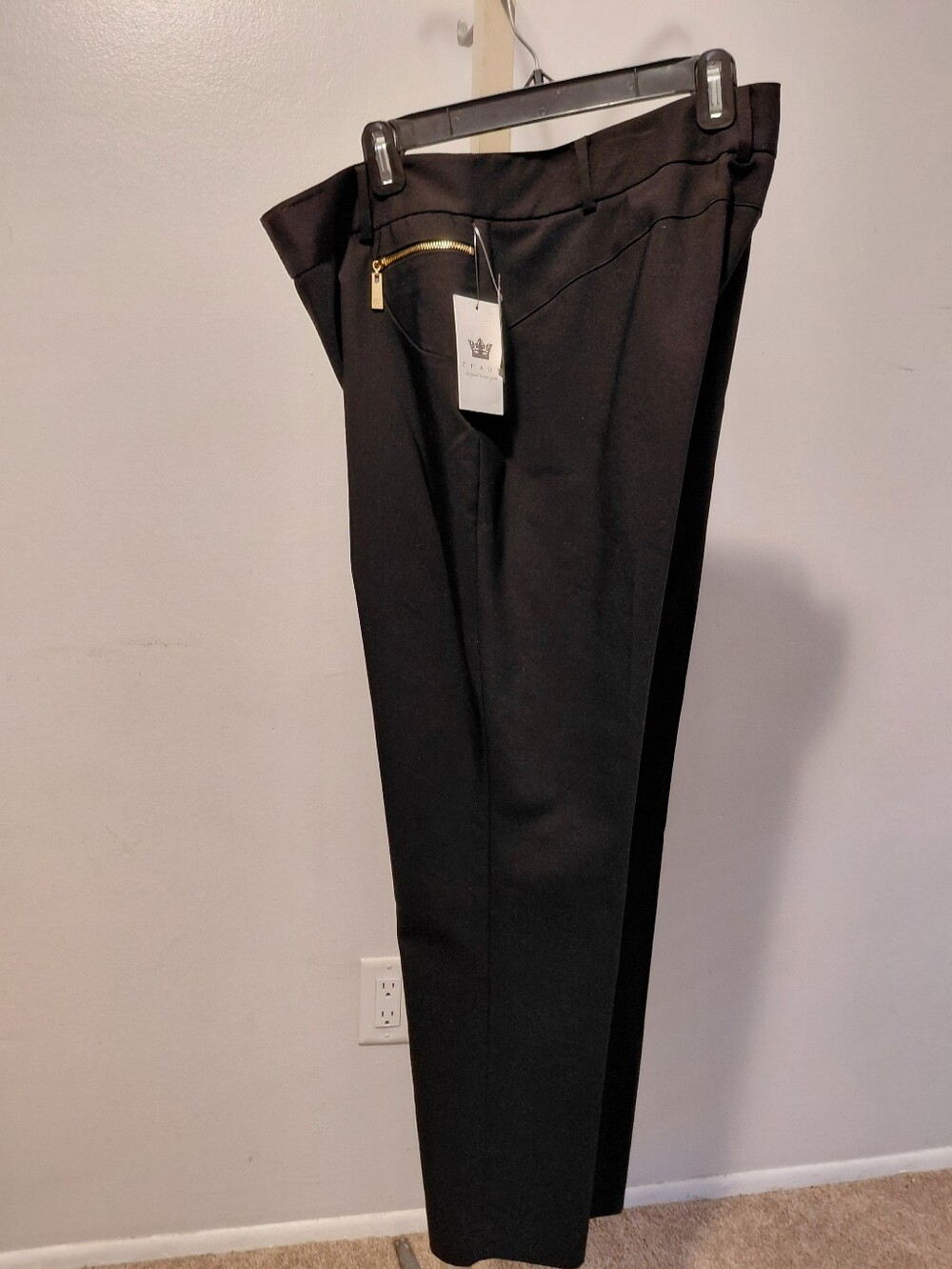 Chaus Black Women's Dress Pants with Gold Zip Accent